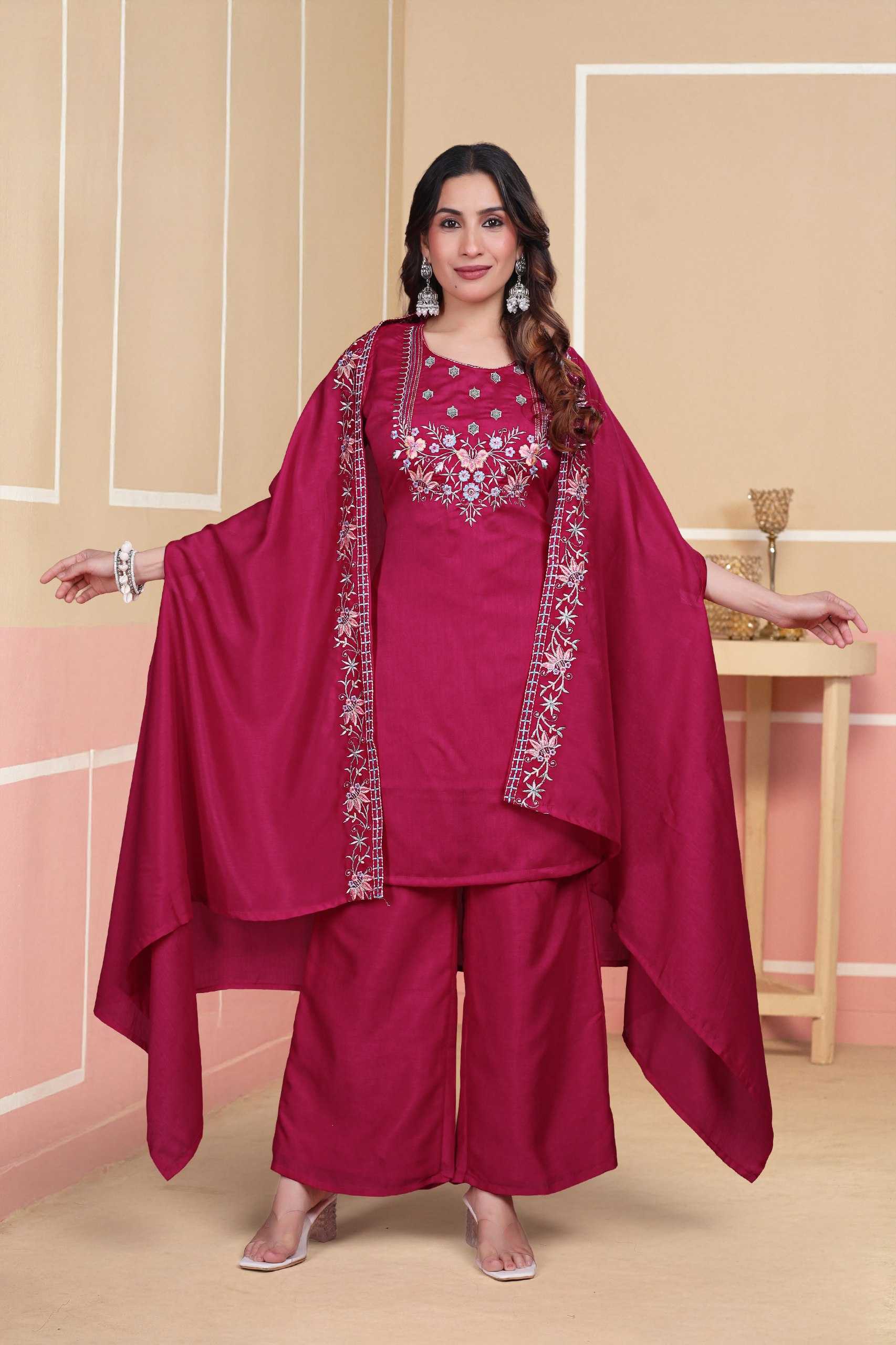 Vichitra Silk Embroidery Party wear suits